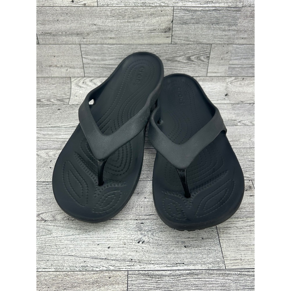 Crocs Womens Flip Flops Thong Sandals Iconic Comfort Black Lightweight Size W 11
